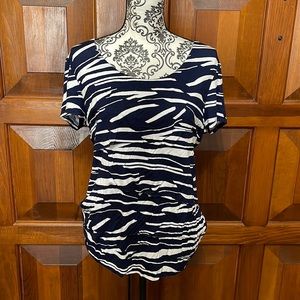 Navy and White Striped Shirt from Cato Size L
